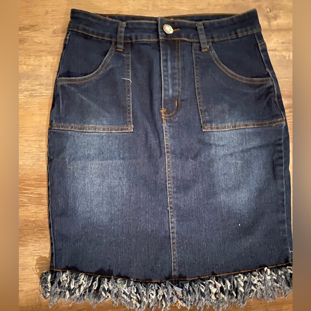 AQ/AQ Dark Blue Denim Pencil Skirt